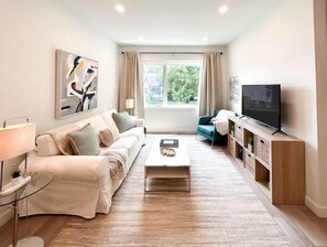 Smart TV, DVD player, books, computer monitors