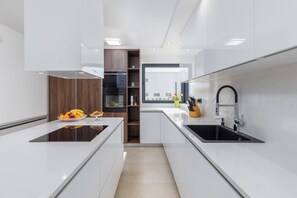 Kühlschrank, Mikrowelle, Ofen, Herdplatte