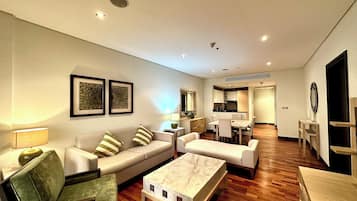 Panoramic Apartment | Living area | 55-inch Smart TV with digital channels, Netflix, streaming services
