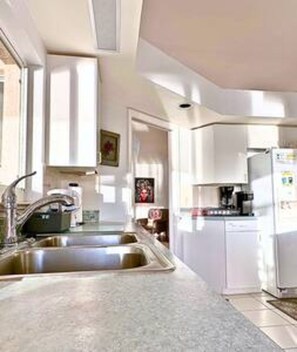 A modern kitchen with stainless steel appliances, a double sink, and a dishwasher. - Located Heart of the Island *Luxury Rebuild* Dock (Marco Island)