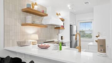 Condo | Private kitchen | Full-size fridge, microwave, oven, stovetop