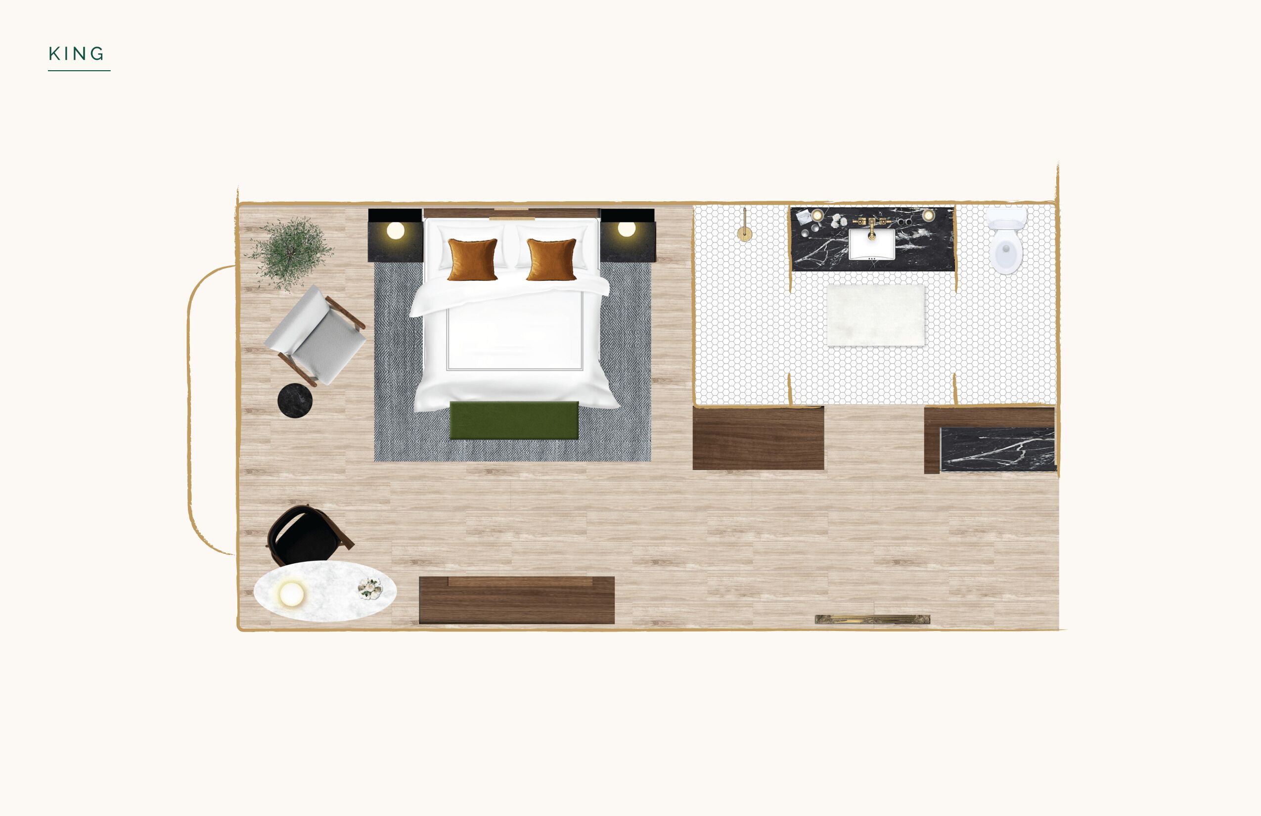 Une chambre à coucher avec un lit, une table de chevet et une petite fenêtre.