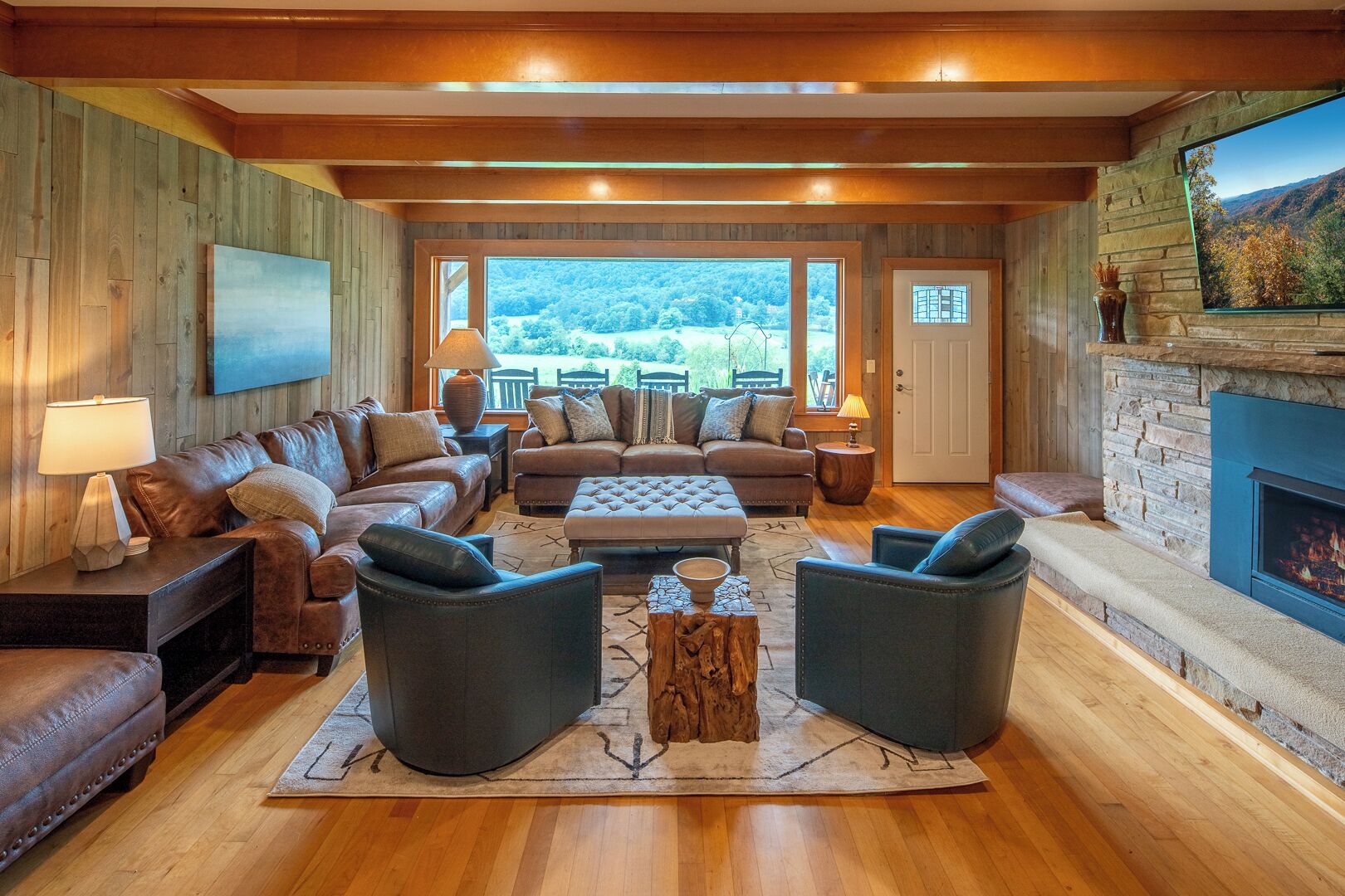 Smart TV, fireplace, video games, table football