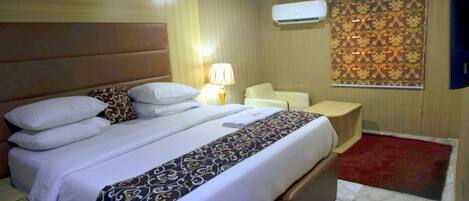 Egyptian cotton sheets, premium bedding, memory-foam beds, desk