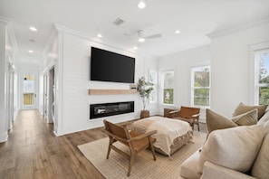 บ้านพัก | บริเวณนั่งเล่น | สมาร์ททีวี 50 นิ้ว พร้อมช่องดิจิตอล, Netflix, Hulu