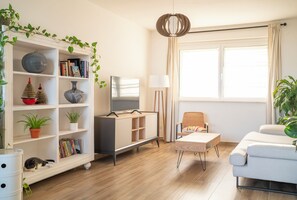 Een smart-tv en boeken