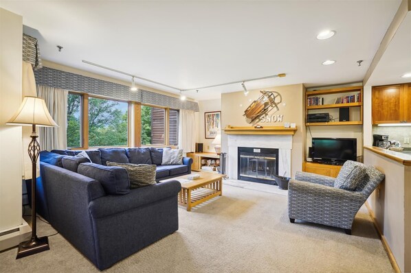 TV, fireplace, foosball, table tennis