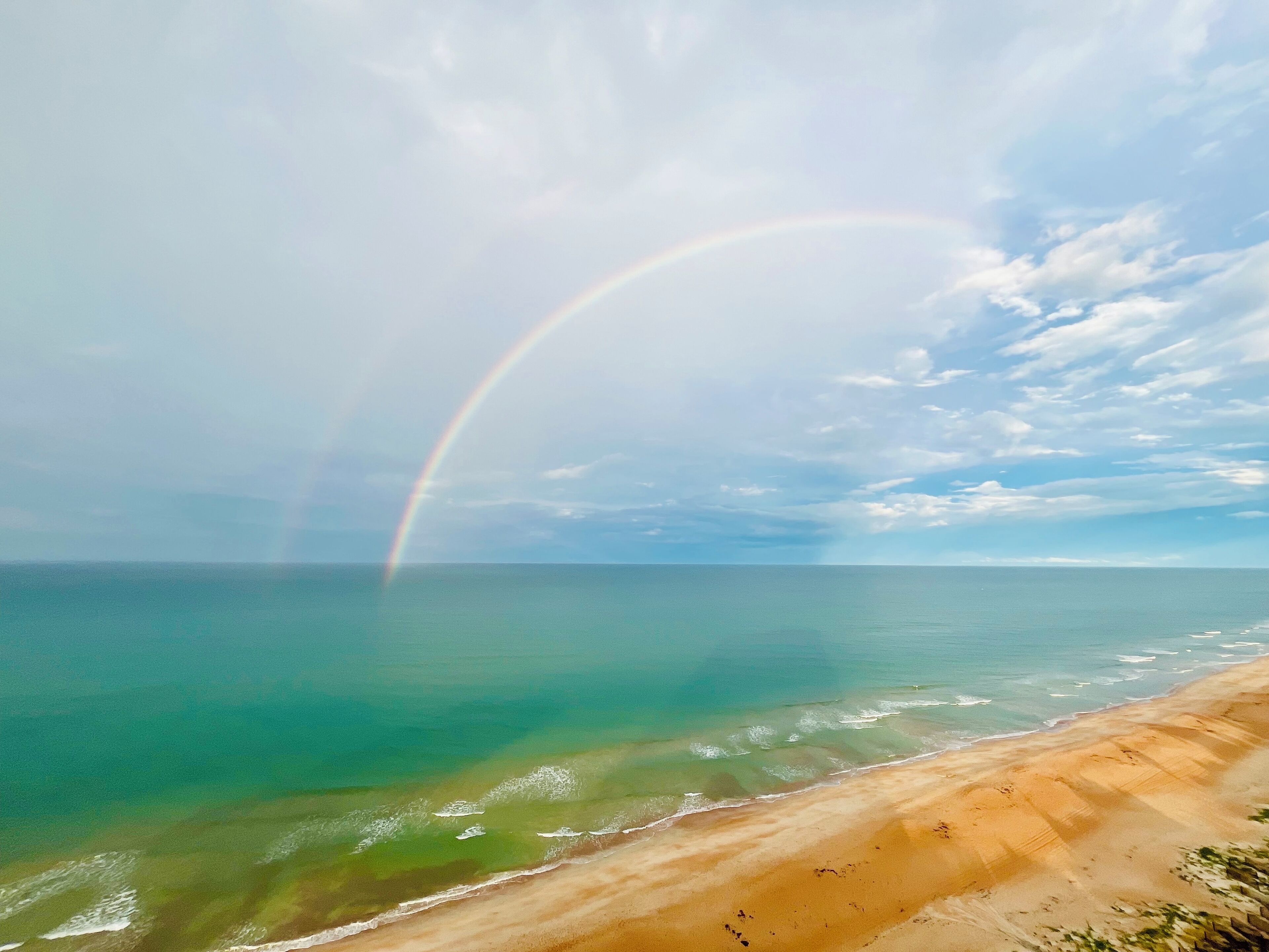 On the beach, sun loungers