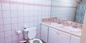 Serviettes fournies, savon, shampoing, papier toilette