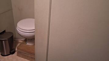 Een douche, een haardroger, handdoeken, zeep