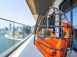 Comfort Apartment | Balcony - Jaw-Dropping Canal Views From This Stylish Condo (Dubai)