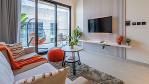 Comfort Apartment | Living area - Jaw-Dropping Canal Views From This Stylish Condo (Dubai)