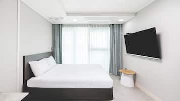 Superior vierpersoonskamer | Select Comfort-bedden, geluiddichte muren, gratis wifi