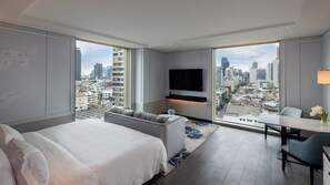 Quarto casal executivo, 1 cama King | Frigobar, cofres nos quartos, quartos à prova de som, Wi-Fi de cortesia