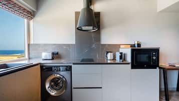 Fridge, microwave, oven, toaster