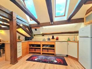 Kühlschrank, Mikrowelle, Herdplatte, Geschirrspüler