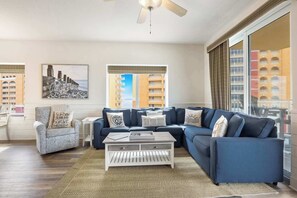 Condo, Multiple Beds, Balcony, Ocean View (Panama Paradise) | Living area | 50-inch flat-screen TV with digital channels - Panama Paradise Gulf Views & Resort Amenities (Panama City Beach)