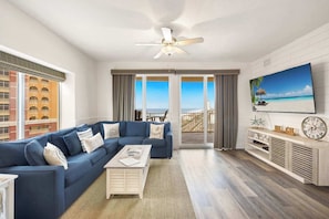 Condo, Multiple Beds, Balcony, Ocean View (Panama Paradise) | Living area | 50-inch flat-screen TV with digital channels - Panama Paradise Gulf Views & Resort Amenities (Panama City Beach)