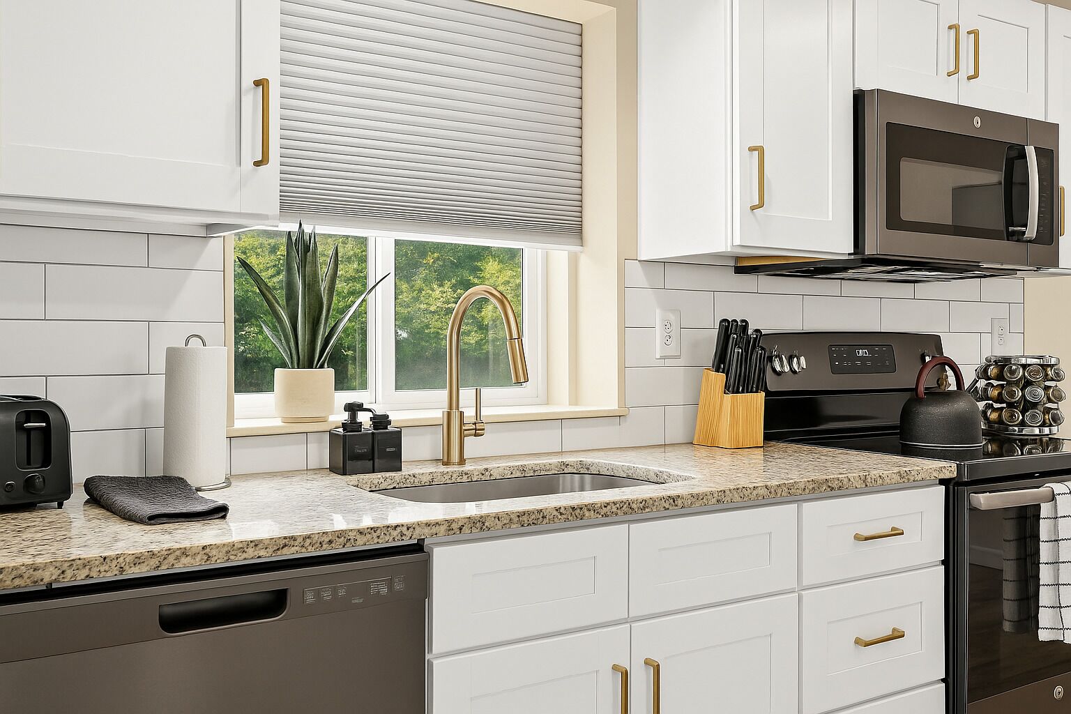 Kjøleskap, mikrobølgeovn, ovn og kokeplater