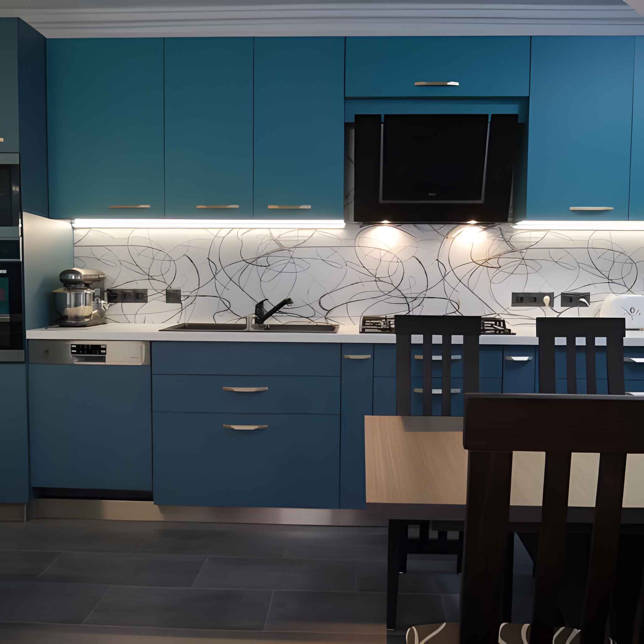 Køleskab, mikrobølgeovn, ovn, kogeplade