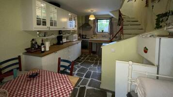 Fridge, microwave, oven, electric kettle