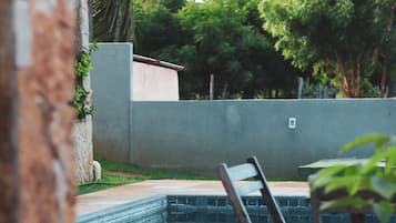 Outdoor pool, sun loungers