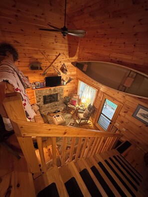 Televisor intel·ligent, llar de foc, reproductor de DVD i llibres 