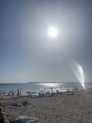 Chaises longues, serviettes de plage