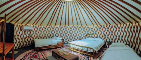 Yurt 6 | Premium bedding, memory-foam beds, in-room safe, individually decorated