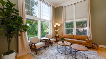 Smart TV, chimenea y libros