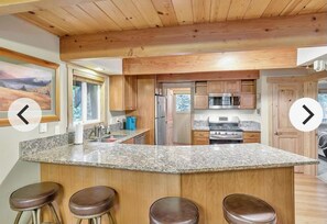 Fridge, microwave, oven, stovetop - Modern A-Frame cabin that is a nice stroll down to the lake.  (Carnelian Bay)