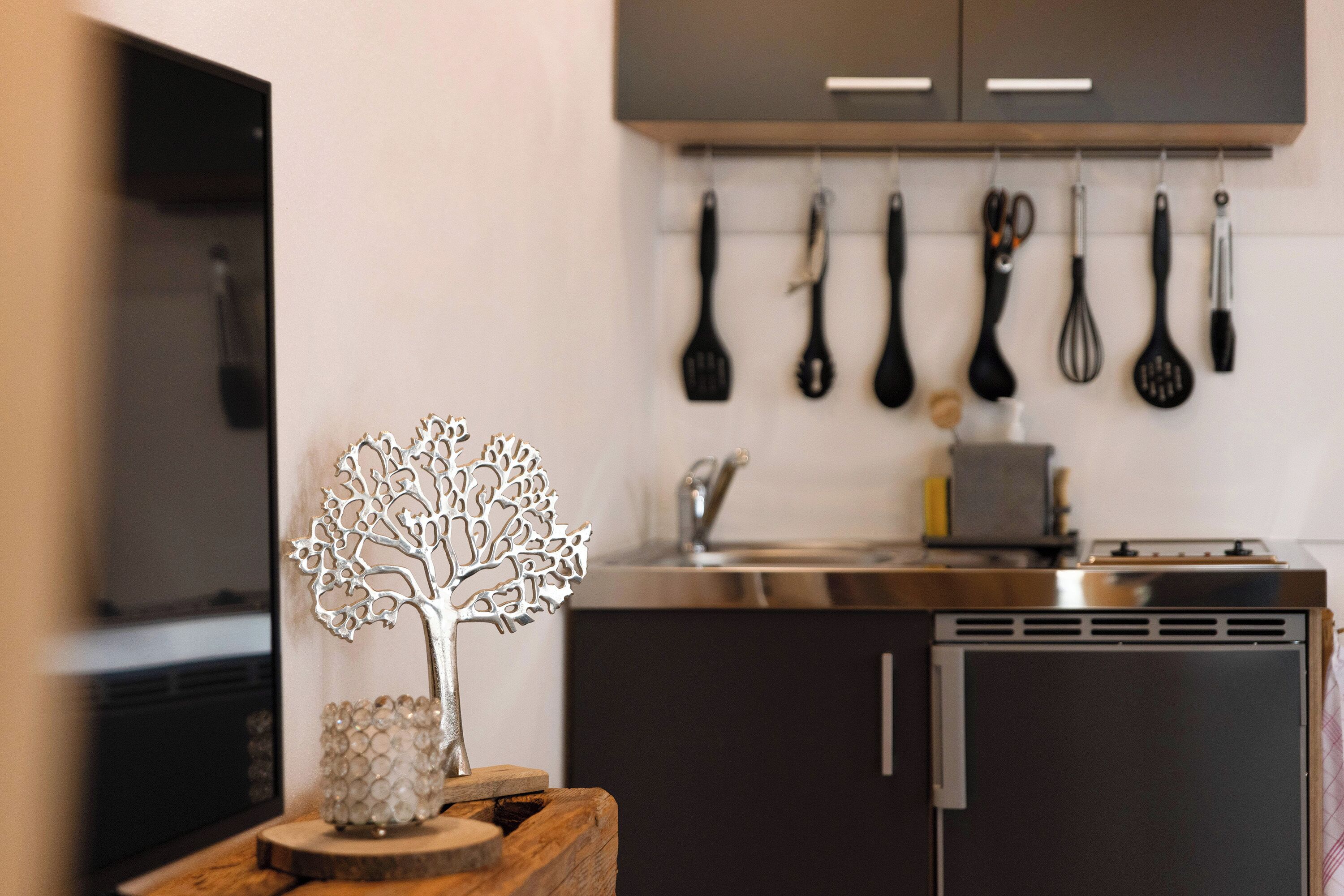 Réfrigérateur, four, plaque de cuisson, cafetière/bouilloire