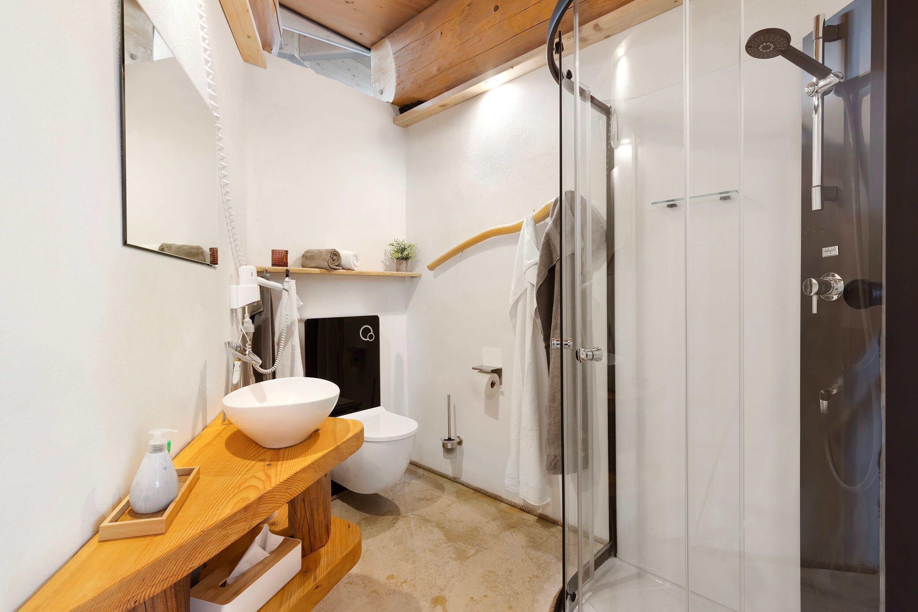 Dusche, Haartrockner, Handtücher