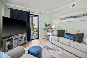 TV, DVD player - Condo across the street from the beach with pool, spa, & private balcony (North Myrtle Beach)