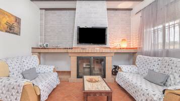 TV, fireplace
