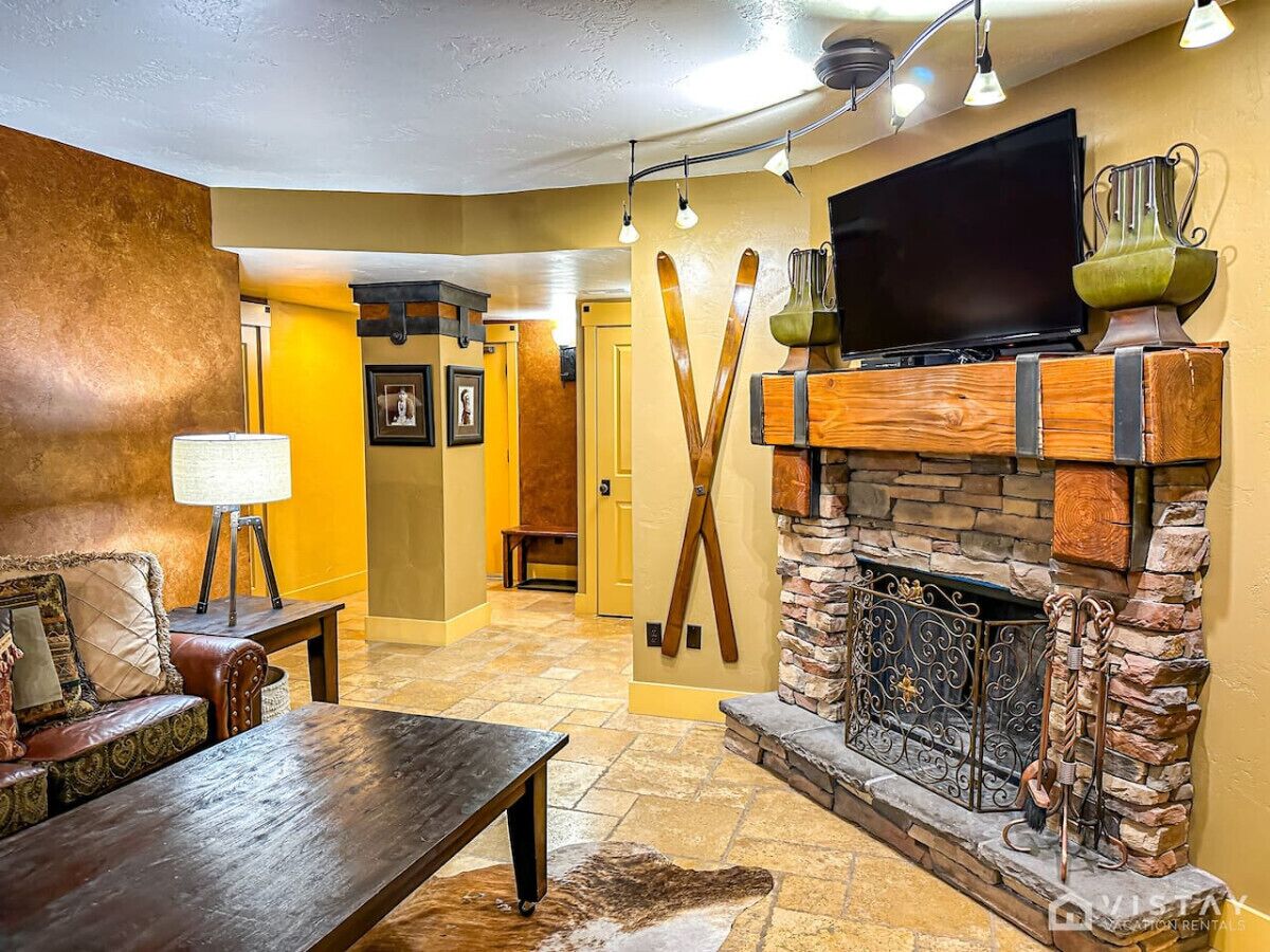 TV, fireplace, video games, DVD player