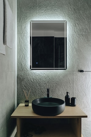 Shower, hair dryer, towels, soap - Ocean-front villa, private pool in Alonissos island, Greece. Panoramic sea view. (Votsi)