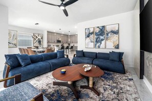 Smart TV, video games, foosball, stereo