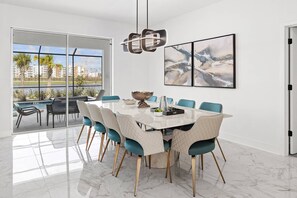 Dining - Colossal Court | Huge mansion w space and castle BRs, pool, arcade, near airport (Orlando)