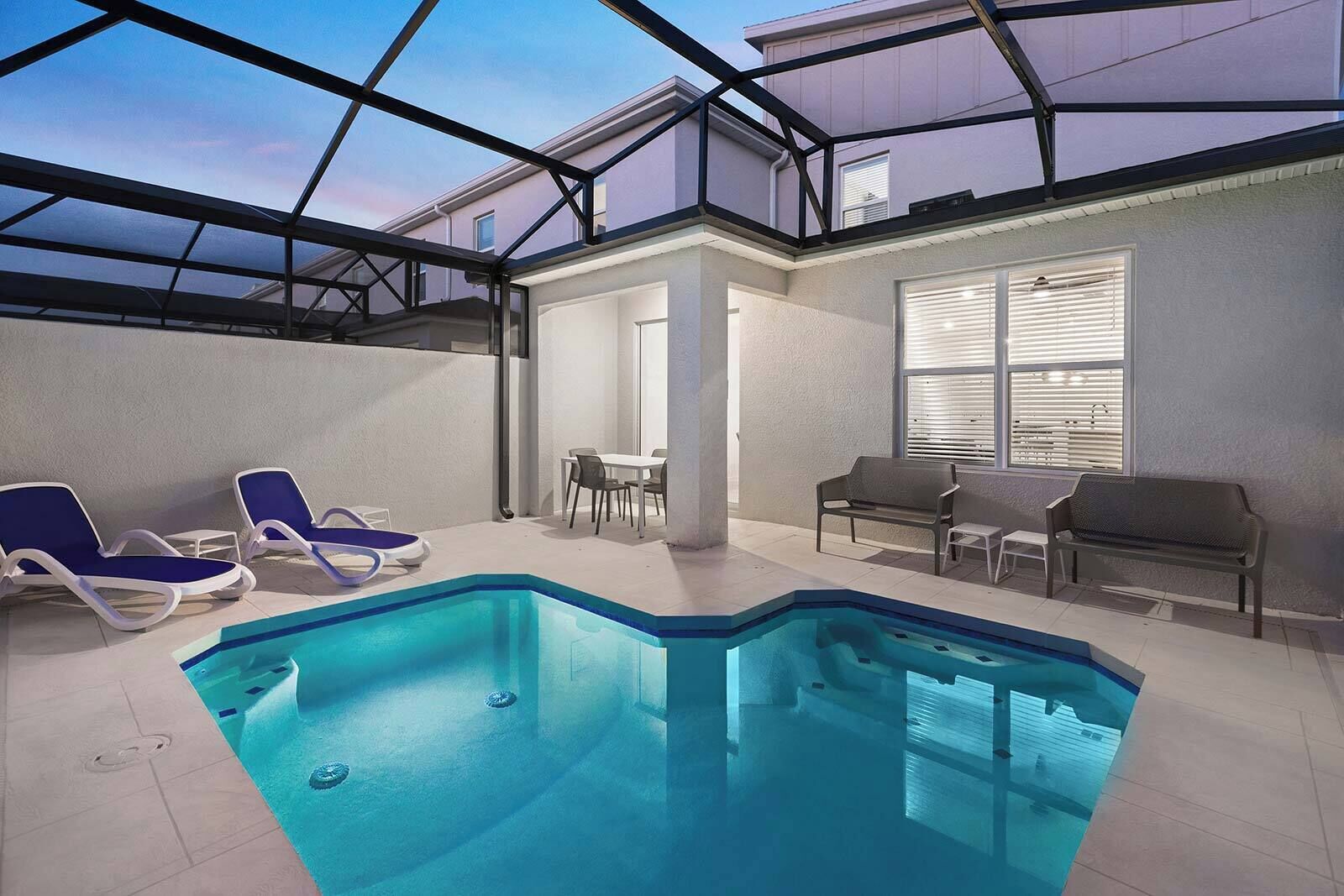 Private Pool & Patio at Twilight