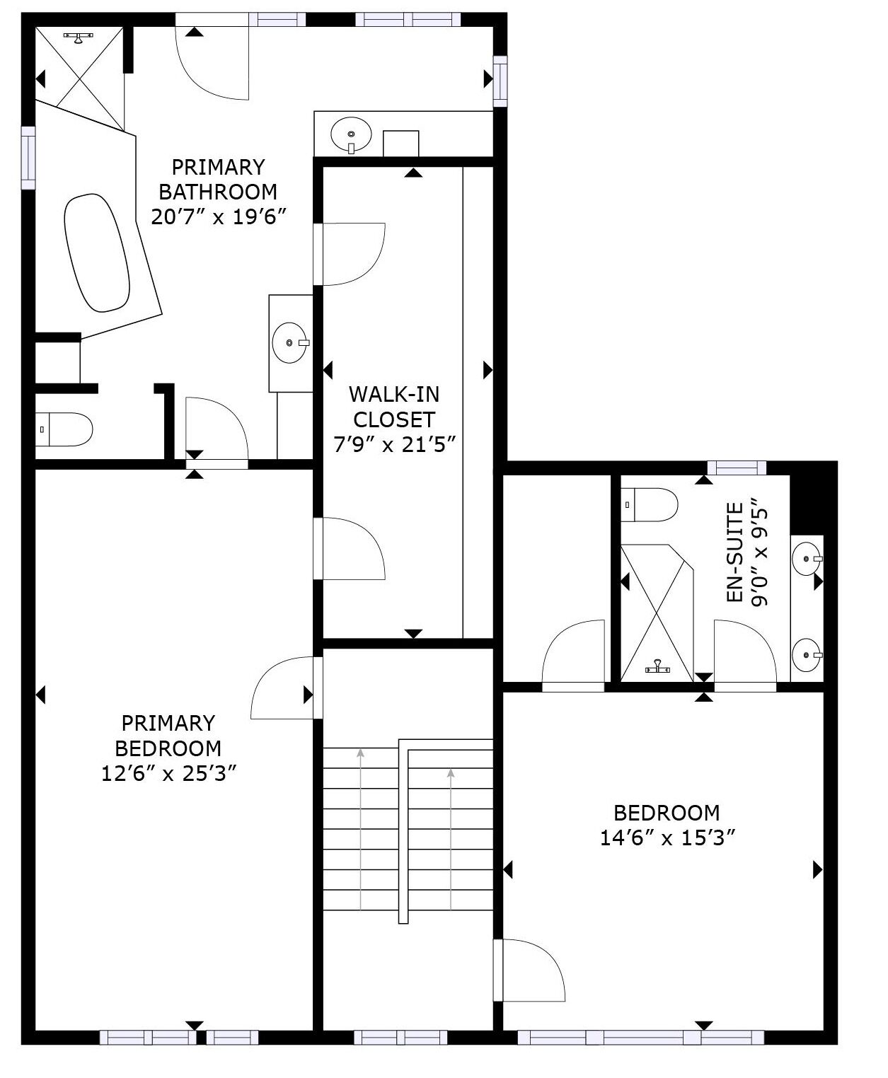 Planta baixa com banheiro principal (6,2 x 5,9 metros), closet espaçoso (2,4 x 6,6 metros), quarto principal (3,8 x 7,6 metros), quarto secundário (4,4 x 4,6 metros) e banheiro privativo (2,7 x 2,9 metros).