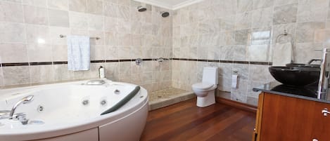 Regadera, secadora de cabello, toallas, jabón