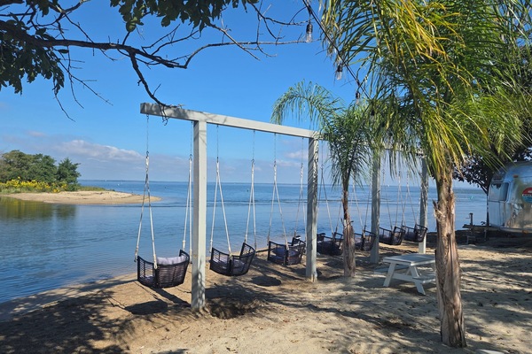 Private beach nearby, sun loungers, beach volleyball