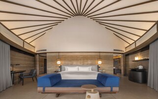 Lagoon Villa | Minibar con artículos gratuitos y escritorio