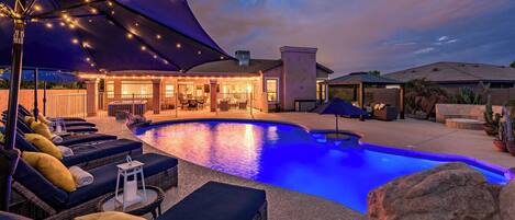 Piscine extérieure, piscine chauffée