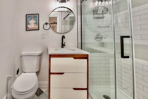 Hair dryer, towels - Stylish Remodel in Central KC (Kansas City)
