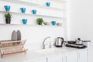 经典公寓 | 私人厨房 | 大冰箱、微波炉、烤箱、炉灶