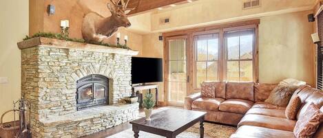 TV, fireplace, offices