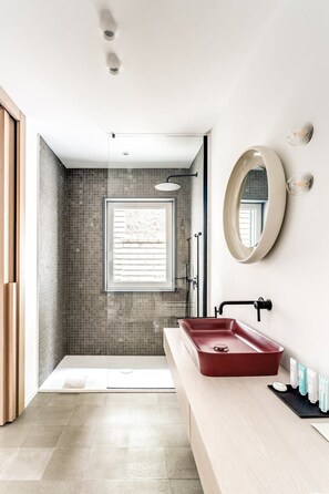 Ducha, secador de pelo y toallas