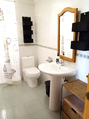 Dusche, Haartrockner, Bidet, Handtücher